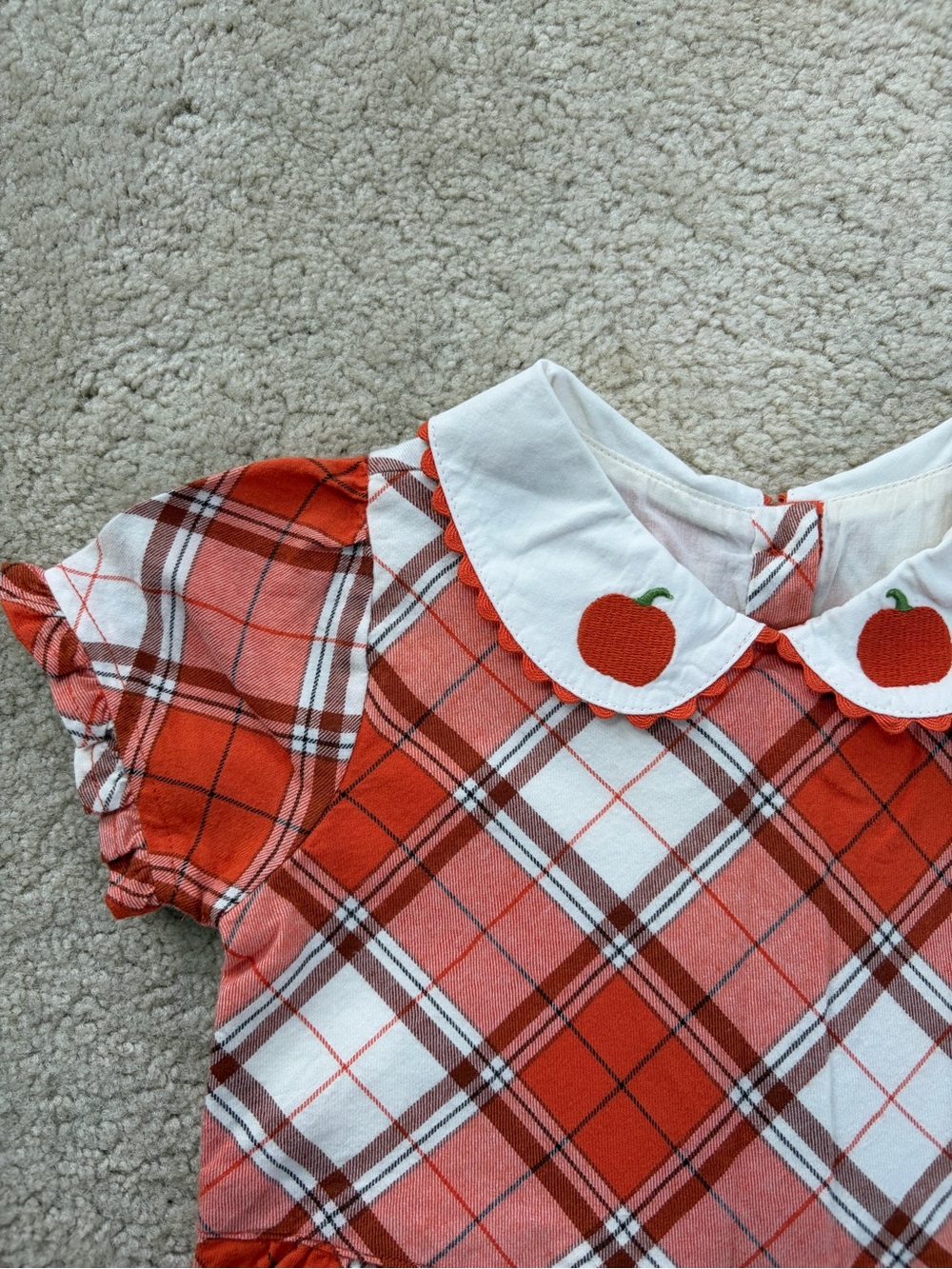 Gymboree NWT Size 6 Orange Plaid Pumpkin Fall Peter Pan Collar Dress - Picture 5 of 6